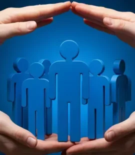 Two sets of hands enclose stick man icons on a blue background describing Other Benefits Developments